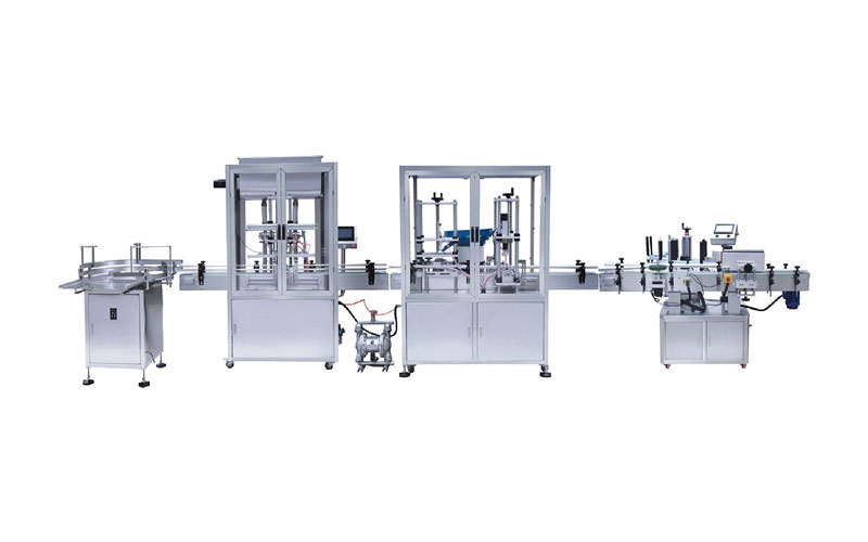 bottle unscrambler+automatic paste filling machine+automatic cap feeder & automatic twist capping machine+automatic labeling machine