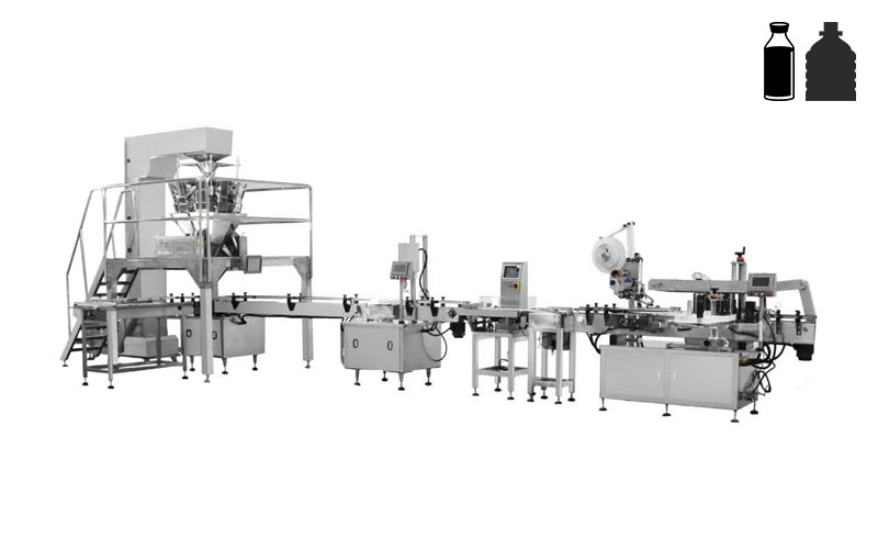 Automatic weighing and flling line